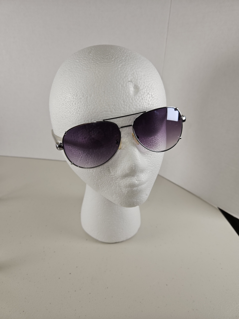American Eagle Outfitters Silver Aviator Sunglasses with Purple Gradient Lenses
